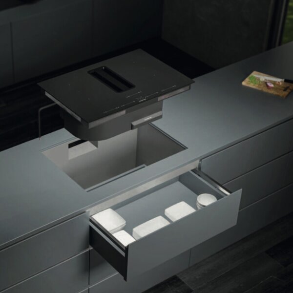 Silverline Piano Cottura Induzione con Cappa Aspirante 4 Fuochi Larghezza 85 cm colore Nero - 7170.8.733.02 Flow In Pro