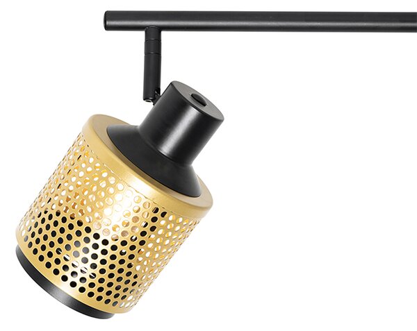 Faretto industriale nero con oro 4 luci - Kayden