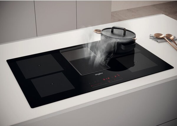 Whirlpool Piano Cottura Induzione con Cappa Integrata 4 Fuochi 83 cm Vetroceramica colore Nero - WVH 92 K F KIT/1