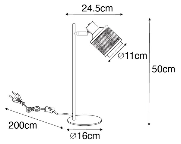 Lampada da tavolo industriale nera con oro - Kayden