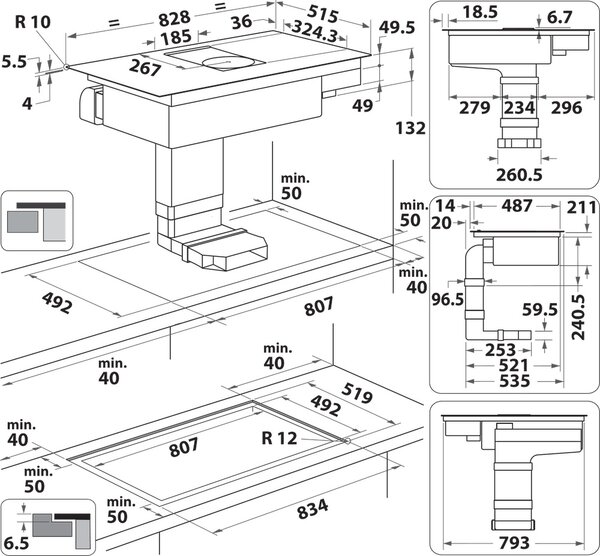 Whirlpool Piano Cottura Induzione con Cappa Integrata 4 Fuochi 83 cm Vetroceramica colore Nero - WVH 92 K F KIT/1
