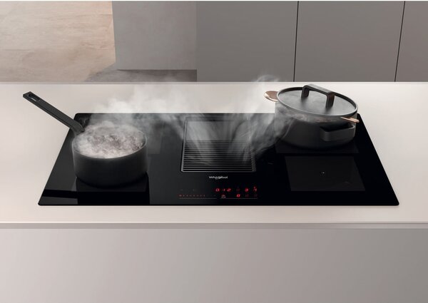 Whirlpool Piano Cottura Induzione con Cappa Integrata 4 Fuochi 83 cm Vetroceramica colore Nero - WVH 92 K F KIT/1