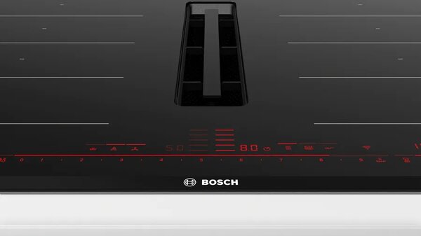 Bosch Piano Cottura Induzione con Cappa Integrata Filtrante 4 Fuochi Larghezza 82 cm in Ceramica colore Nero - PXX875D57E Serie 8