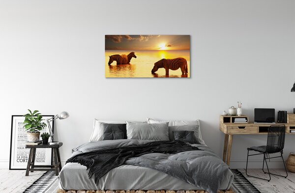 Quadro su tela Tramonto di acqua zebra 100x50 cm