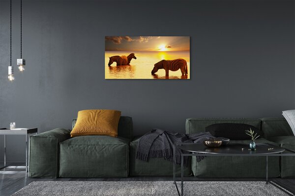 Quadro su tela Tramonto di acqua zebra 100x50 cm