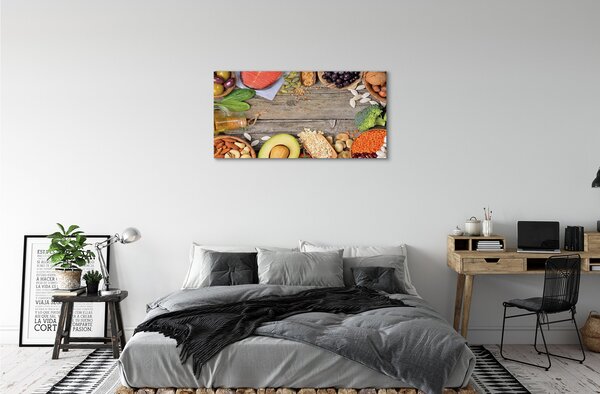 Quadro su tela Fagioli broccoli di avocado dadi 100x50 cm