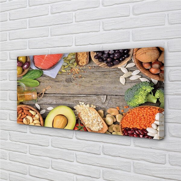 Quadro su tela Fagioli broccoli di avocado dadi 100x50 cm
