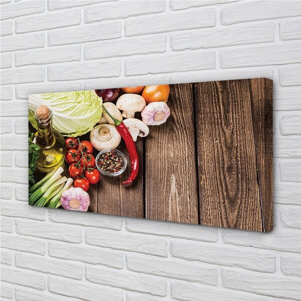 Quadro su tela Aglio di cipolla pepe d'uliva 100x50 cm