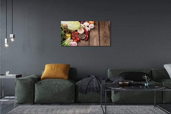 Quadro su tela Aglio di cipolla pepe d'uliva 100x50 cm