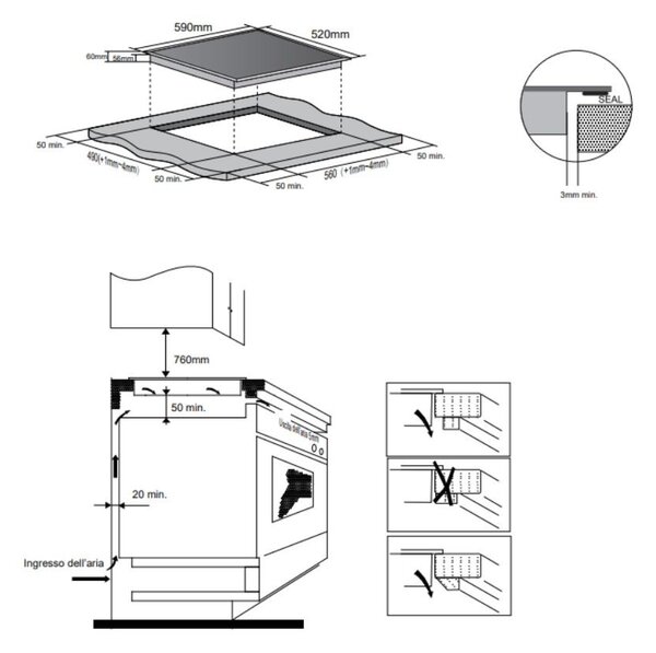 Master Kitchen Piano Cottura Induzione da Incasso 4 Zone 60 cm in Vetroceramica colore Nero - MKHI604BK