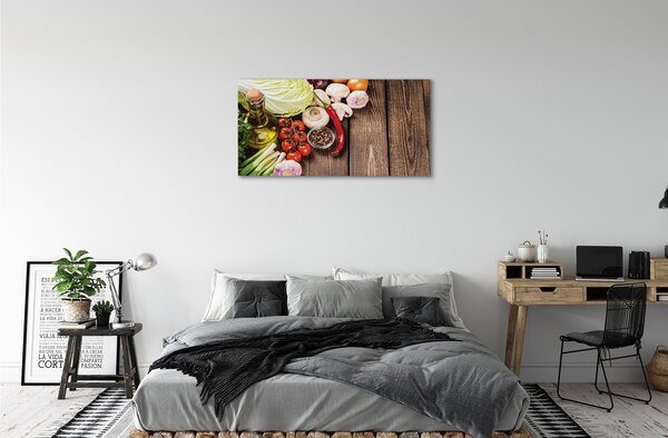 Quadro su tela Aglio di cipolla pepe d'uliva 100x50 cm
