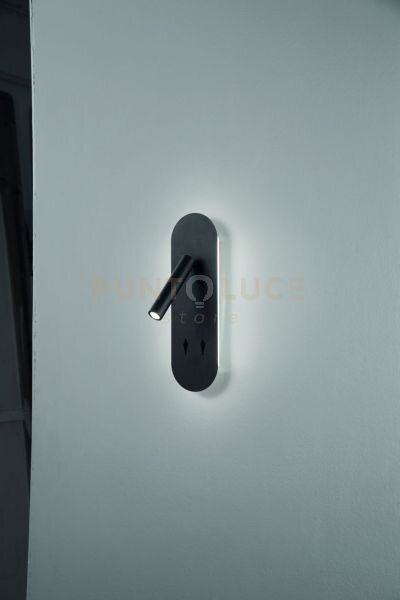 Applique plate a led nero led 8w 3000k 560lm orientabile