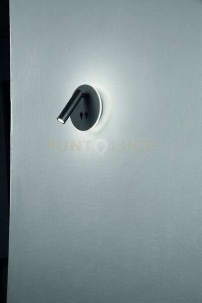 Applique sella tondo nero led 3000k 730lm 9w orientabile d.13cm