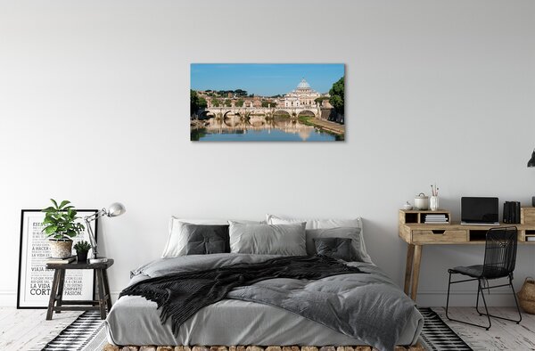 Stampa quadro su tela Ponti del fiume Roma 100x50 cm