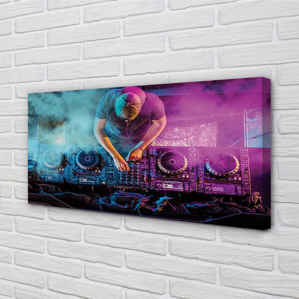 Quadro stampa su tela Console DJ luci colorate 100x50 cm