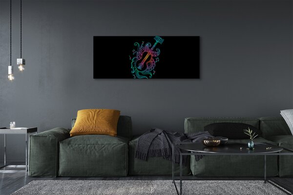 Quadro stampa su tela Note di chitarra colorate 100x50 cm