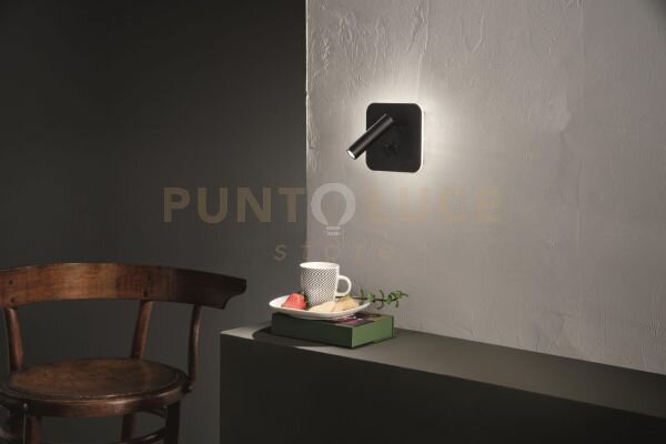 Applique sella quadrato nero led 3000k 730lm 9w orientabile