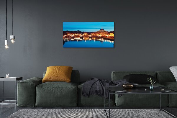 Quadro su tela Rome River Bridges Sunset 100x50 cm