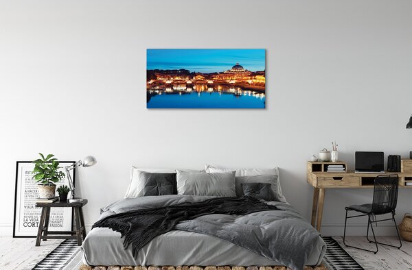Quadro su tela Rome River Bridges Sunset 100x50 cm
