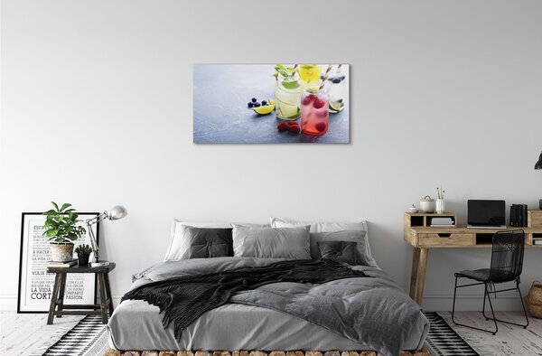 Quadro su tela Cocktail lampone lime limone 100x50 cm