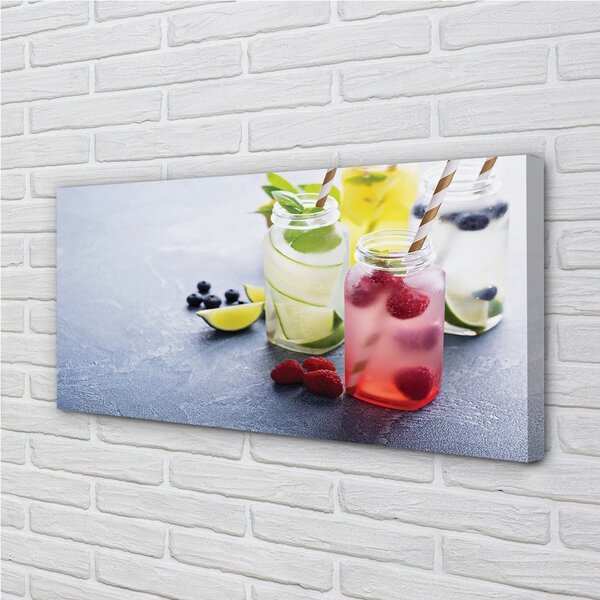 Quadro su tela Cocktail lampone lime limone 100x50 cm