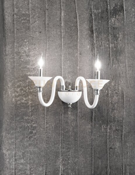 Applique tebe 2 luci bianco e cromo attacco e14 l.35cm