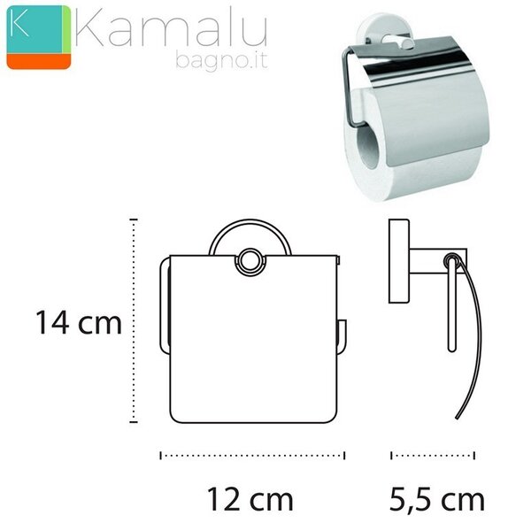 Portarotolo coperto finitura bianca in acciaio linea Kaman LEFO-40 - KAMALU