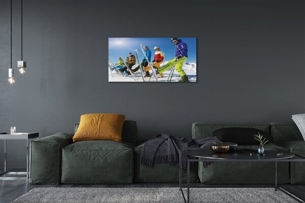 Quadro su tela Montagne degli sciatori invernali 100x50 cm