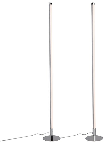 Set di 2 lampade da terra moderne a LED cromate - Line-up