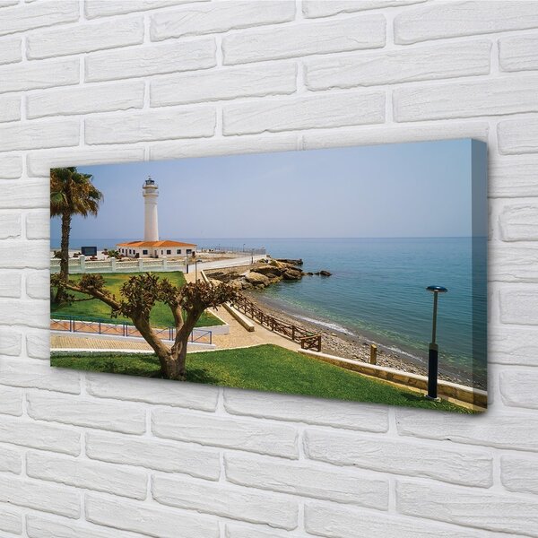 Stampa quadro su tela Lighthouse della Costa della Spagna 100x50 cm