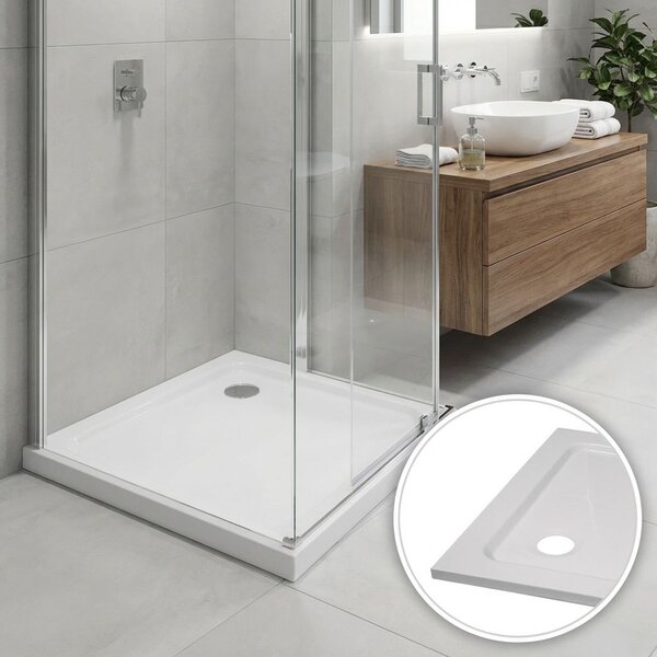 Brixo Piatto Doccia Slim Quadro 80 x 80 cm con Foro 90 mm - 443596