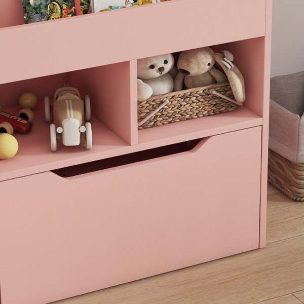 DecHome Piccola Libreria per Bambini con Ripiani e Cassetto in MDF 60x29.9x90 cm colore Rosa