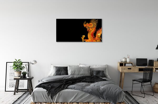 Quadro su tela Drago d'oro giapponese 100x50 cm