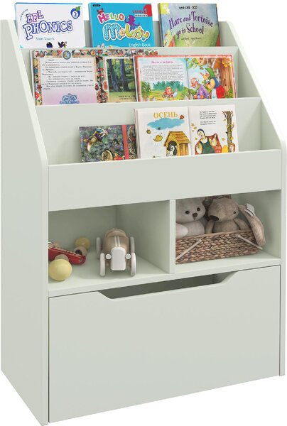 DecHome Piccola Libreria per Bambini con Ripiani e Cassetto in MDF 60x29.9x90 cm colore Verde