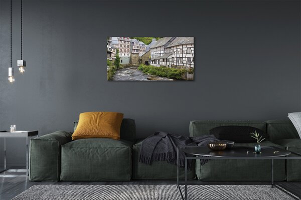 Quadro su tela Germania Old River Buildings 100x50 cm