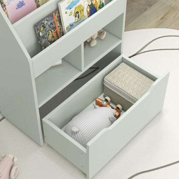 DecHome Piccola Libreria per Bambini con Ripiani e Cassetto in MDF 60x29.9x90 cm colore Verde