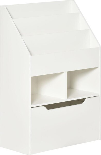 DecHome Piccola Libreria per Bambini con Ripiani e Cassetto in MDF, 60x29.9x90cm colore Bianco