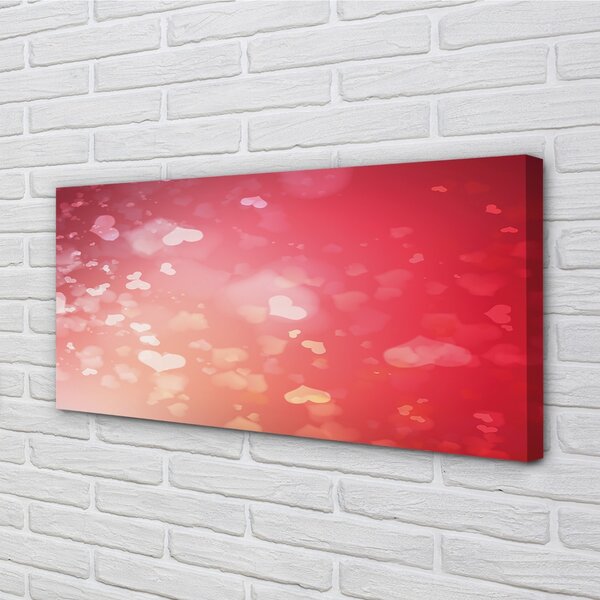 Quadro su tela Cuori di sfondo rosso 100x50 cm