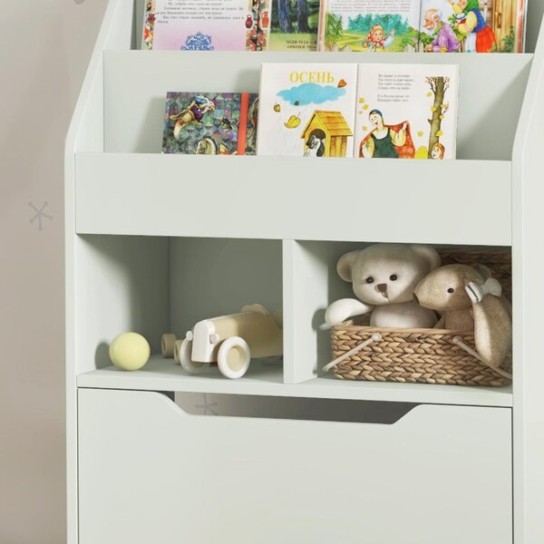 DecHome Piccola Libreria per Bambini con Ripiani e Cassetto in MDF 60x29.9x90 cm colore Verde