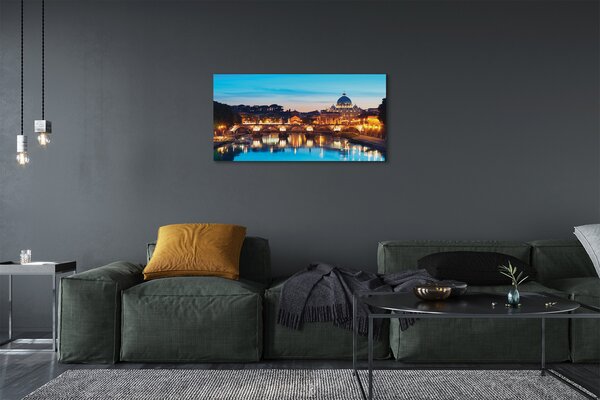 Quadro su tela Bridges di Roma Sunset River 100x50 cm