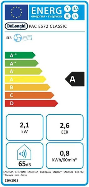 De Longhi Pinguino Condizionatore Portatile 8300 Btu/h Climatizzatore Classe A Funzione Deumidificatore Timer - PAC ES72