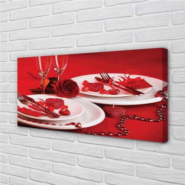 Quadro su tela Gli occhiali rosa del cuore 100x50 cm