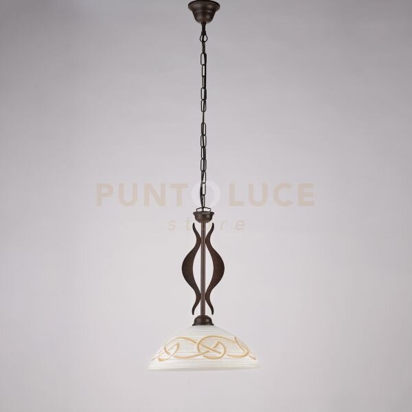 Lampadario in ferro laccato nero con decorazione effetto ruggine e 