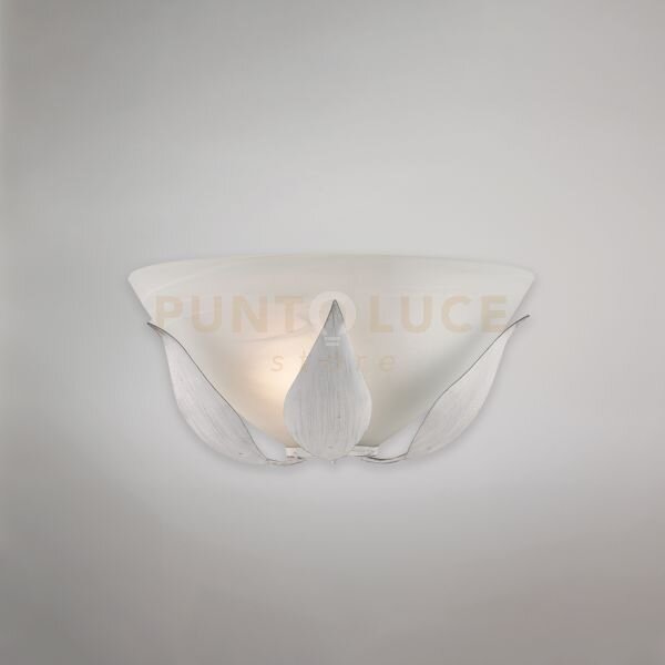 Applique in ferro laccato bianco con decorazione argento antico e d