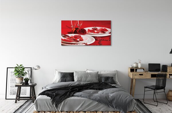 Quadro su tela Gli occhiali rosa del cuore 100x50 cm