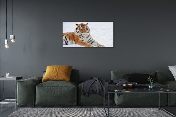 Quadro su tela Snow invernale di tigre 100x50 cm