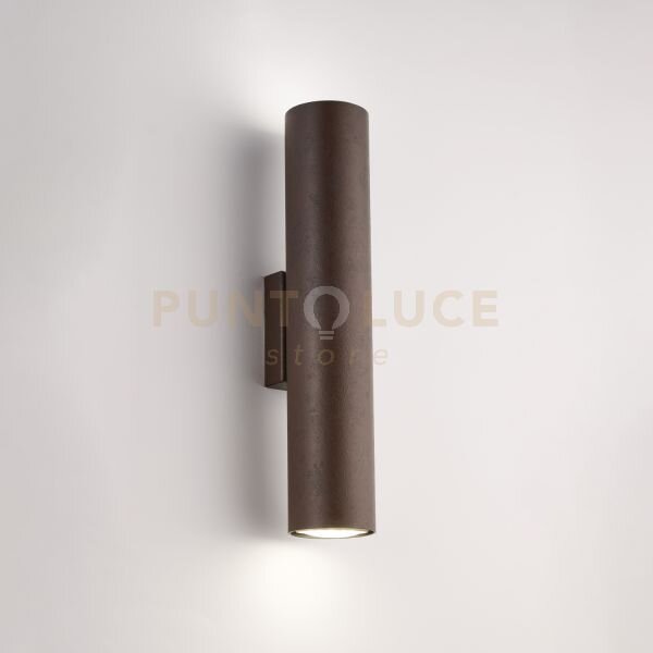 Applique in ferro laccato nero gu10 con decorazione effetto ruggine