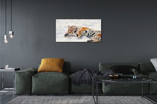 Quadro stampa su tela Snow invernale di tigre 100x50 cm