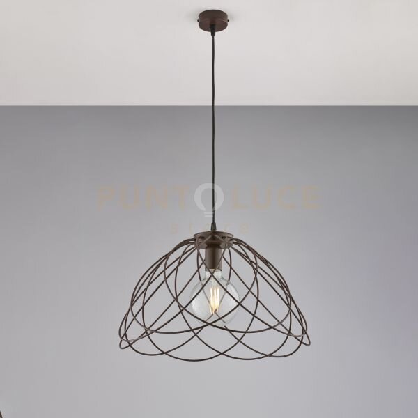 Lampadario in ferro laccato nero con decorazione effetto ruggine co