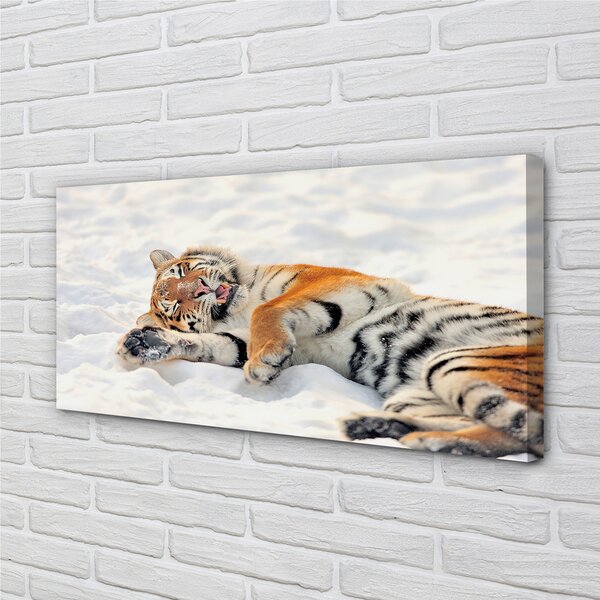 Quadro stampa su tela Snow invernale di tigre 100x50 cm